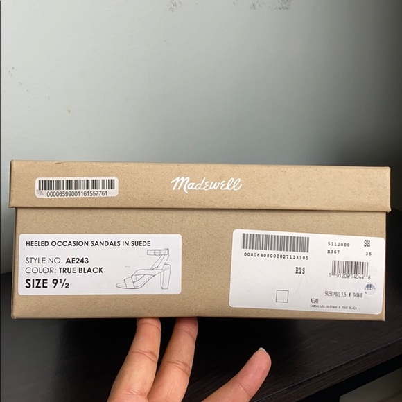NIB Madewell The Liv Black Suede Sandal Heels - Picture 13 of 13